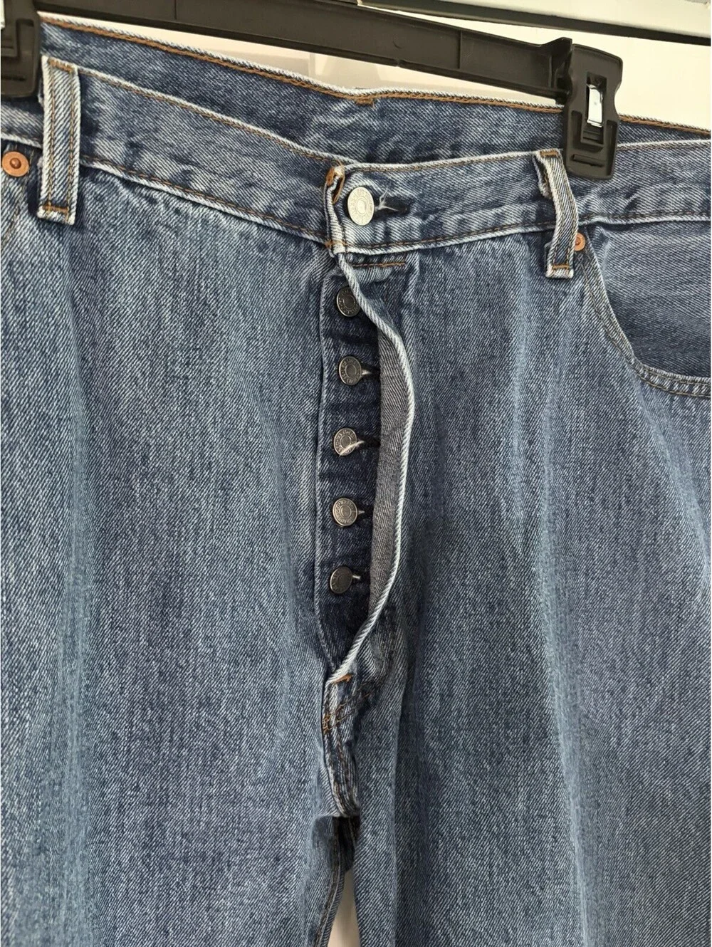 Levi's 501 Button Fly Strait Leg Jeans XX 42x30 Medium Wash Made in Egypt EUC